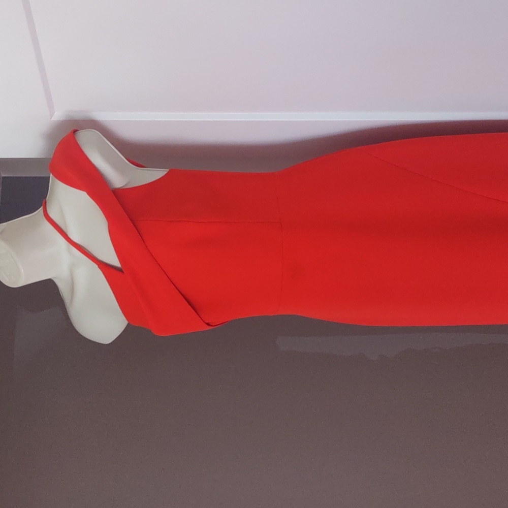 BCBGMaxAzria One-Shoulder Vibrant Orange Dress Size 8 - Picture 3 of 7